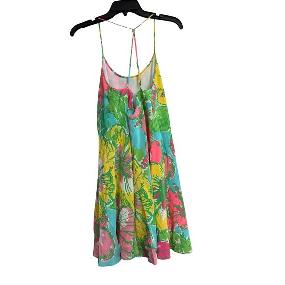 Lilly Pulitzer Maisy Blue Floral Silk Slip Dress Sz Small GS - Picture 7 of 7